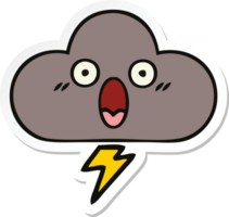 sticker of a cute cartoon storm cloud png