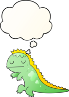 cartoon dinosaur with thought bubble in smooth gradient style png