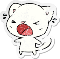 distressed sticker of a cartoon cat crying png
