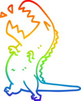 rainbow gradient line drawing of a cartoon roaring t rex png