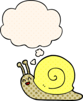 cartoon snail with thought bubble in comic book style png