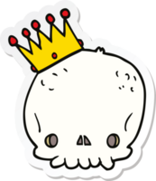 sticker of a cartoon skull with crown png