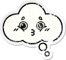 distressed sticker of a cute cartoon thought bubble png