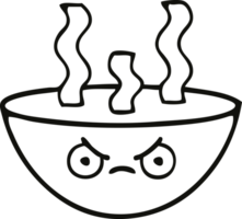 ligne dessin dessin animé de une bol de chaud soupe png