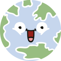 platt Färg retro tecknad serie av en planet jord png
