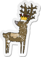 retro distressed sticker of a cartoon stag king png