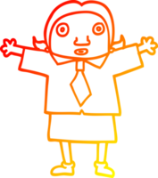 warm gradient line drawing of a cartoon school girl png