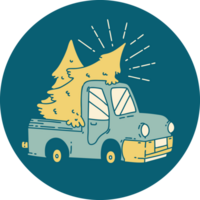 icon of a tattoo style truck carrying trees png