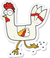 sticker of a cartoon chicken running png