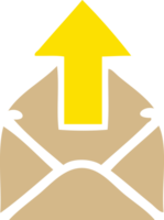 flat color retro cartoon of a envelope with arrow png