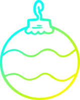 cold gradient line drawing of a cartoon christmas bauble png