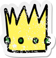 distressed sticker of a cartoon crown png