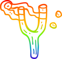 rainbow gradient line drawing of a cartoon catapult toy png