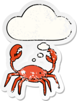tecknad serie krabba med trodde bubbla som en bedrövad bärs klistermärke png