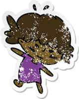 distressed sticker cartoon illustration of a cute kawaii girl png