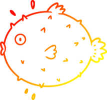 warm gradient line drawing of a cartoon puffer fish png