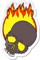 sticker of a cartoon burning skull png