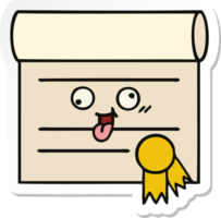 sticker of a cute cartoon certificate png