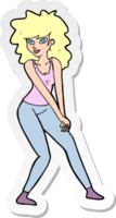 sticker van een cartoonvrouw die poseert png