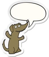 tekenfilm hond met toespraak bubbel sticker png