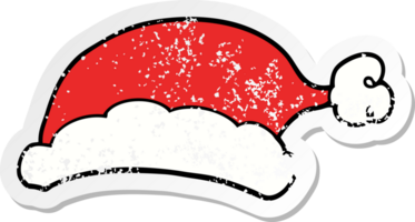 verontruste sticker van een cartoon kerstmuts png