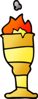 cartoon doodle flaming golden cup png