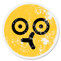 cute staring confused face circular sticker png