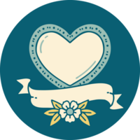 iconic tattoo style image of a heart and banner png