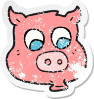 retro distressed sticker of a cartoon pig png