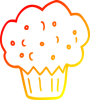 warm gradient line drawing of a cartoon muffin png