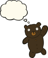 tekenfilm schattig zwart teddy beer met gedachte bubbel png