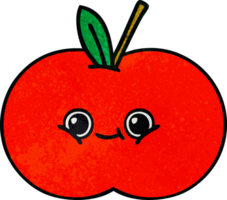 retro grunge texture cartoon of a red apple png