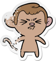 distressed sticker of a cartoon angry monkey png