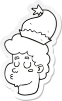 sticker of a cartoon man wearing christmas hat png