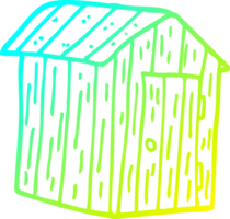 cold gradient line drawing of a cartoon wood shed png