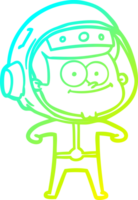 cold gradient line drawing of a happy astronaut cartoon png