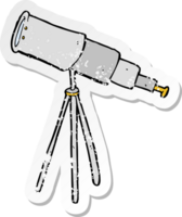 retro distressed sticker of a cartoon telescope png