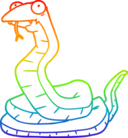 rainbow gradient line drawing of a cartoon snake png