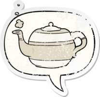 cartoon tea pot with speech bubble distressed distressed old sticker png