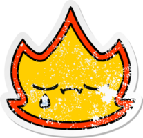 distressed sticker of a cute cartoon fire png