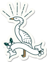 sticker of a tattoo style standing stork png