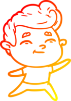 warm gradient line drawing of a happy cartoon man png