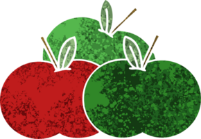 retro ilustración estilo dibujos animados de un jugoso manzana png