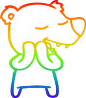 rainbow gradient line drawing of a cartoon polar bear png