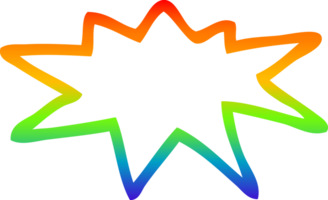 rainbow gradient line drawing of a cartoon explosion symbol png