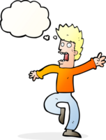 cartoon frightened man with thought bubble png