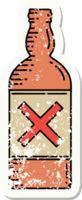 distressed sticker tattoo in traditional style of a bottle png