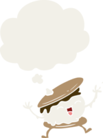 smore cartoon with thought bubble in retro style png