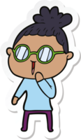 sticker of a cartoon woman wearing spectacles png