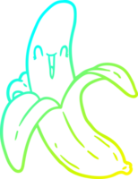 cold gradient line drawing of a cartoon crazy happy banana png